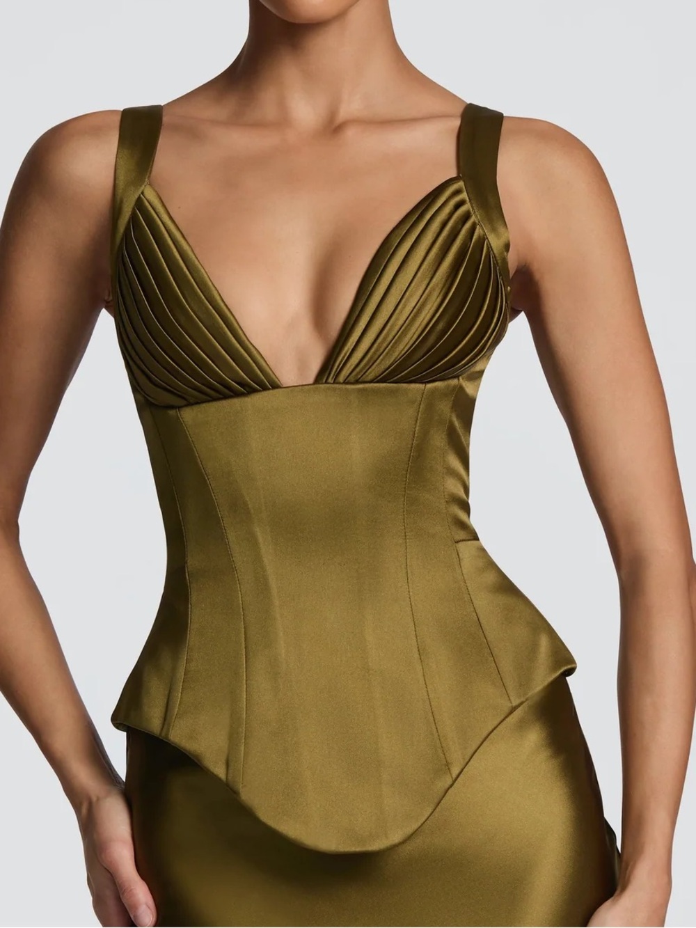 Olive Satin Corset Bodice Top - Women Intimates